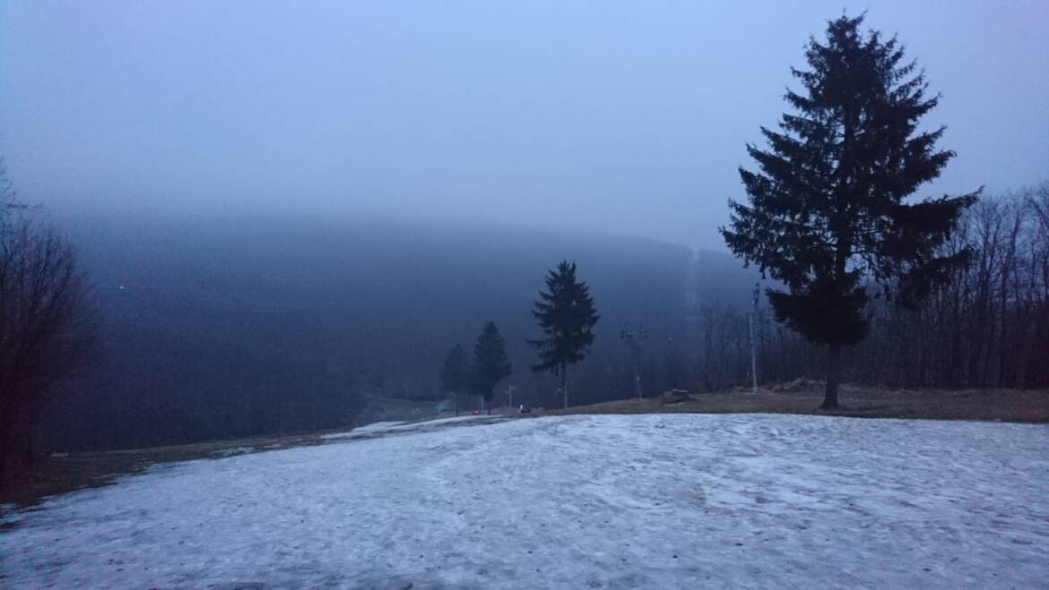 All that was left was technical snow on the slope and compressed snow in the form of ice.