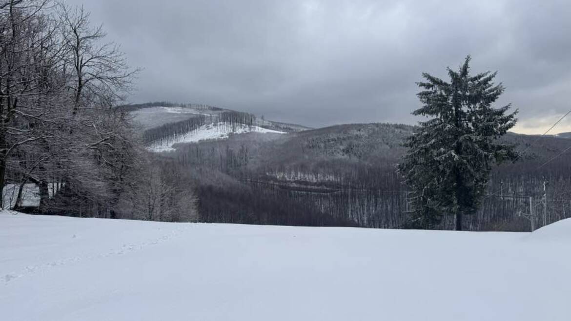 Na Pezinskej Babe napadol vlhký sneh.